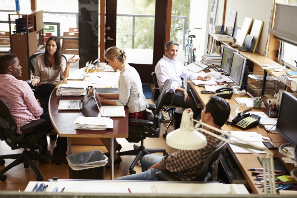 Office space with people working